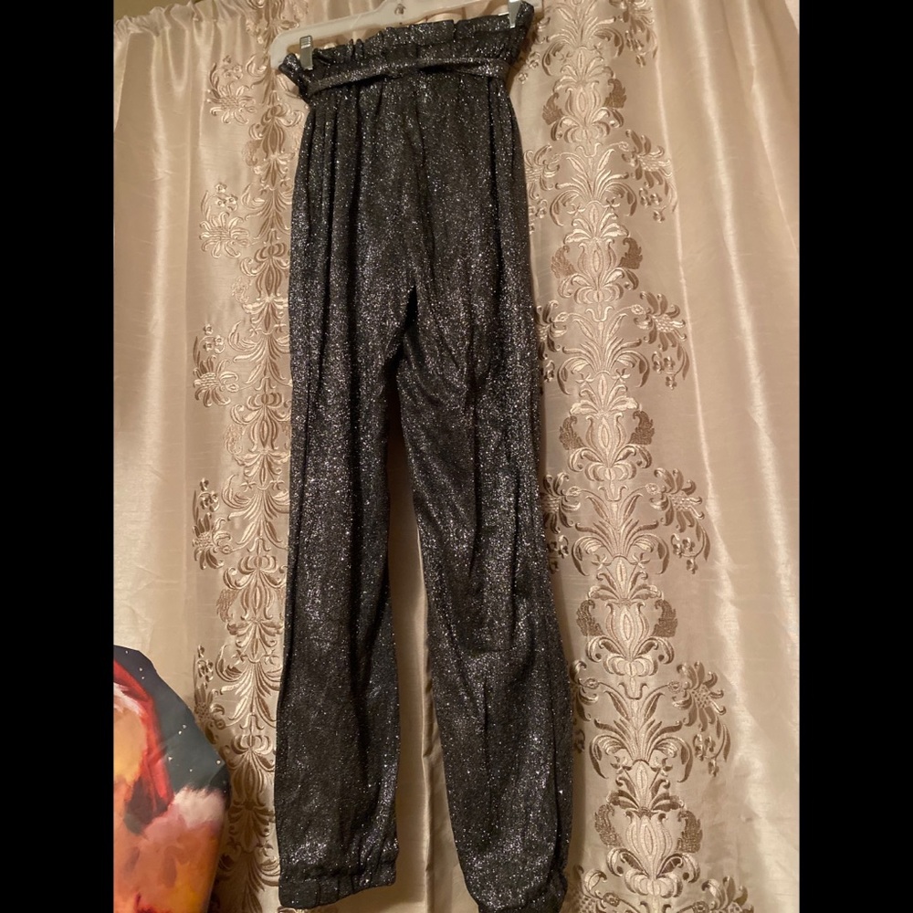 ULTIMATE SPARKLE ✨ Vegas Christmas NYE JLO PANTS! Silver glitter on black pants
